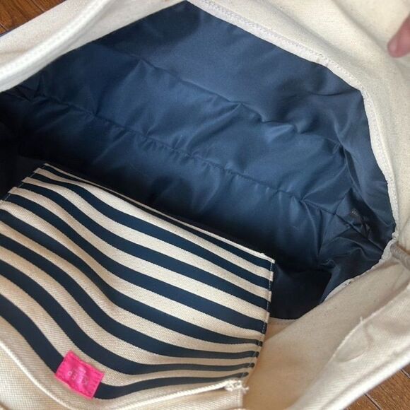 Keep Collective Canvas Purse Cream Navy Blue Color Block Shoulder Tote Bag Boho - Picture 13 of 14